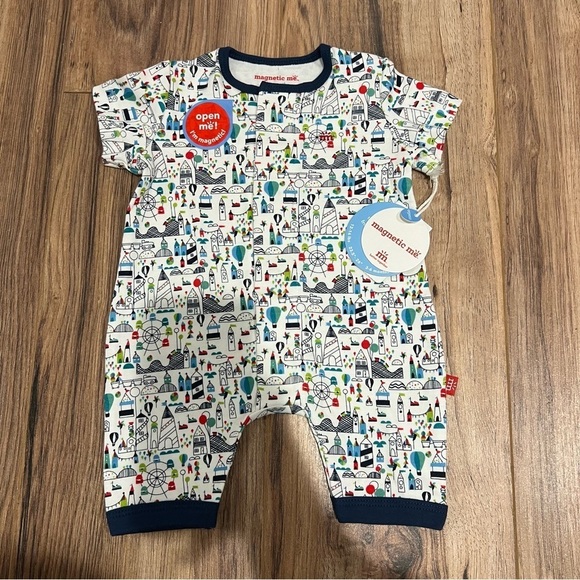 NWT Magnetic Me Organic Cotton Fun Fair Romper Shortall - Picture 2 of 5